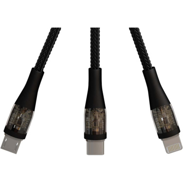 Logotrade reklamprodukter bild: SCX.design C51 supersnabb 5-i-1 rPET-laddningssladd på 60 W med skärm