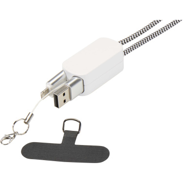 Logotrade profilreklam bild: Anser logoband för smartphone av återvunnen plast med inbyggd 5-i-1-kabel på 27 W
