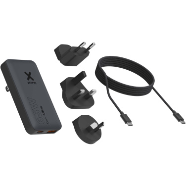 Logotrade profilprodukter bild: Xtorm 65 W snabbladdare set med kabel och resefodral för resor